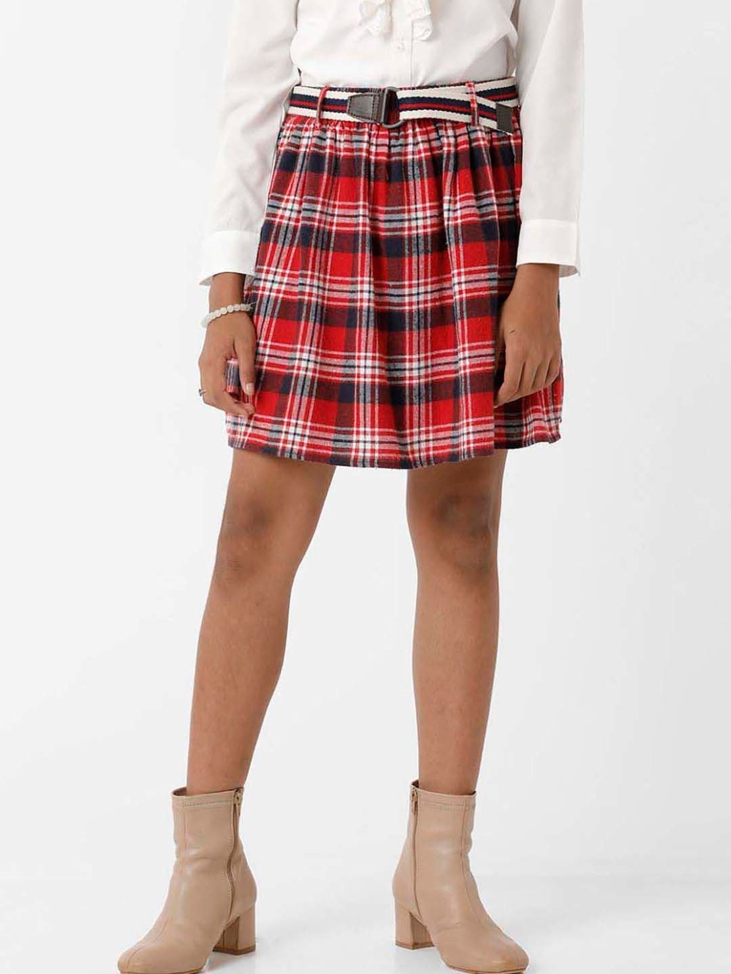 Kate & Oscar Kids Red & White Chequered Skirt