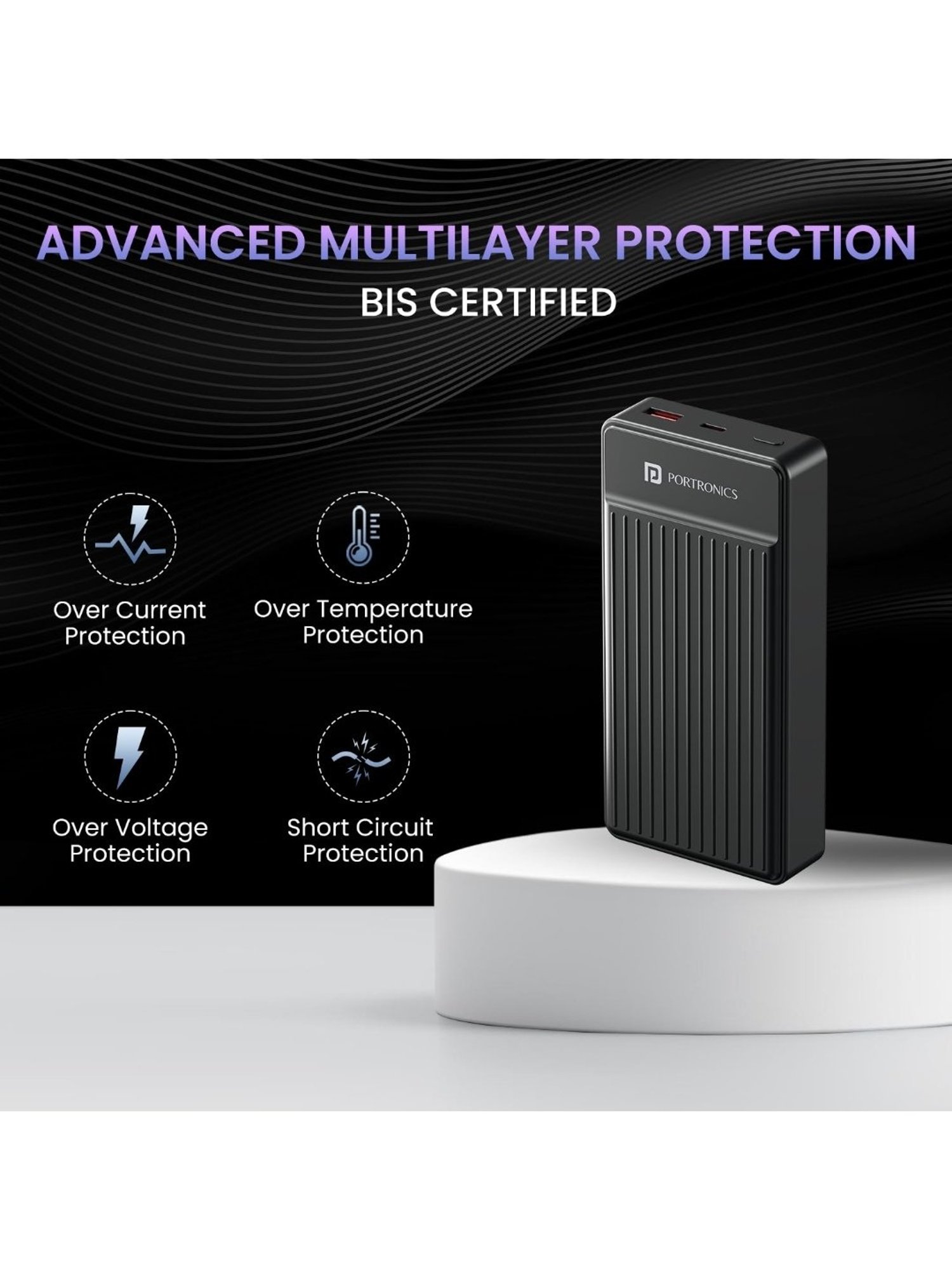 Portronics Luxcell B 20K Advanced 20000 mAh Power Bank with 22.5W Max Output (Black)