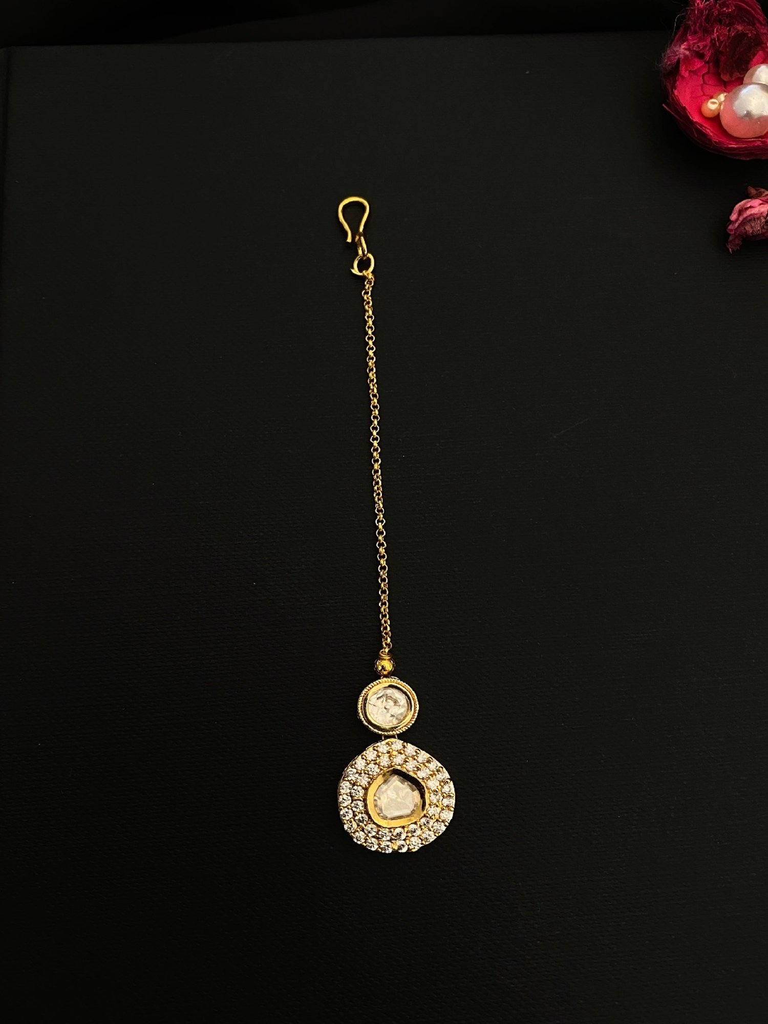 Abdesigns Elegant Gold-Plated Royal Polki Maang Tikka