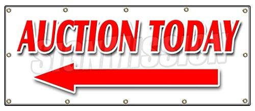 72" AUCTION TODAY WITH LEFT ARROW BANNER SIGN antiques jewelry estate