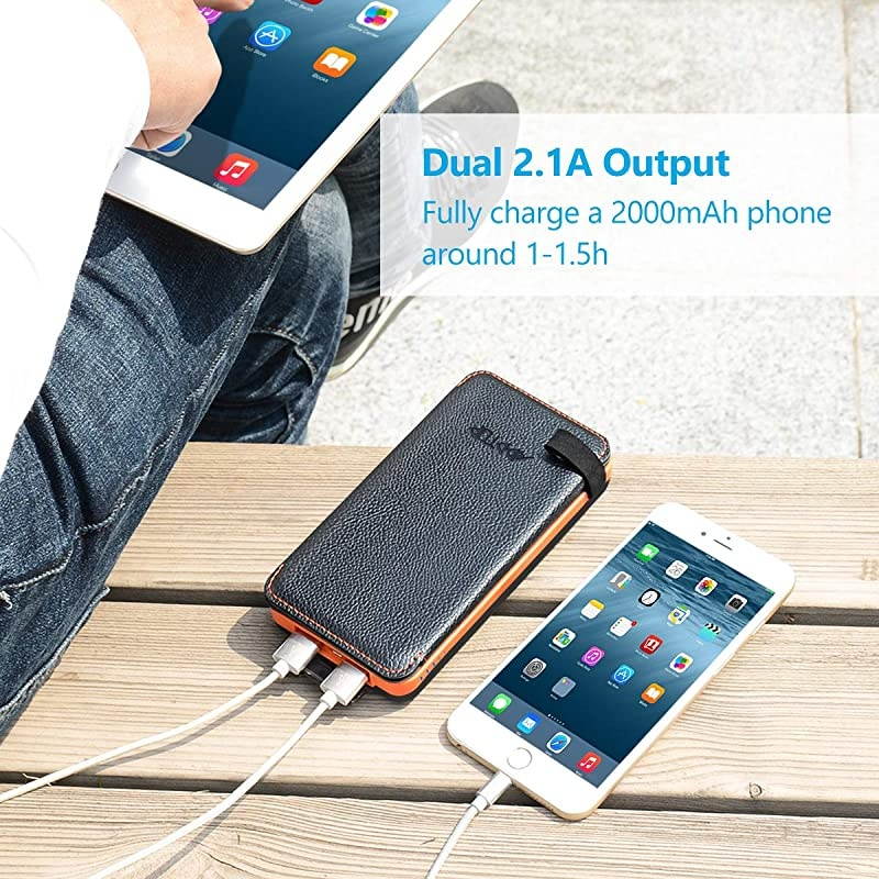 25000mAh Solar Charger  Portable Solar Power Bank with Dual 21A Outputs Waterproof External Battery Pack Compatible Most Smart Phones Tablets and More