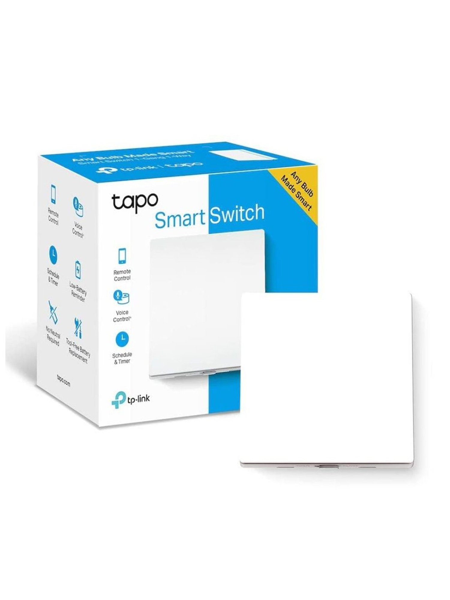 TP-LINK Tapo S210 Smart Light Switch with Remote & Voice Control (White)