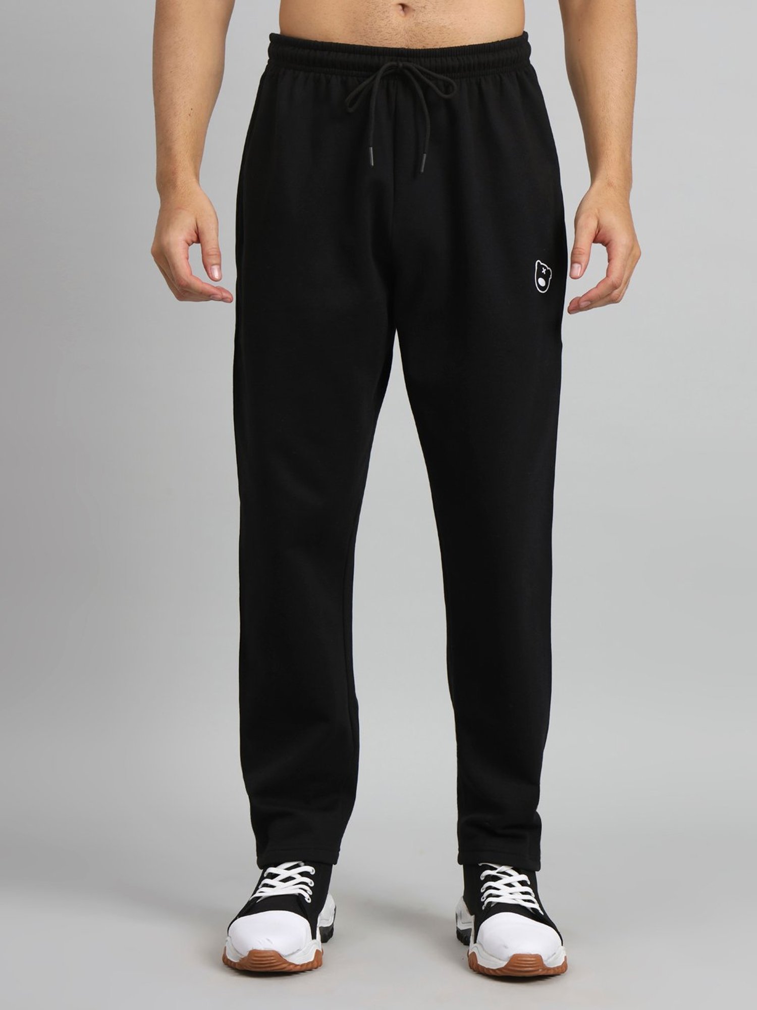 GRIFFEL Sky Blue & Black Regular Fit Logo Print Hooded Sweatshirt & Trackpants Set