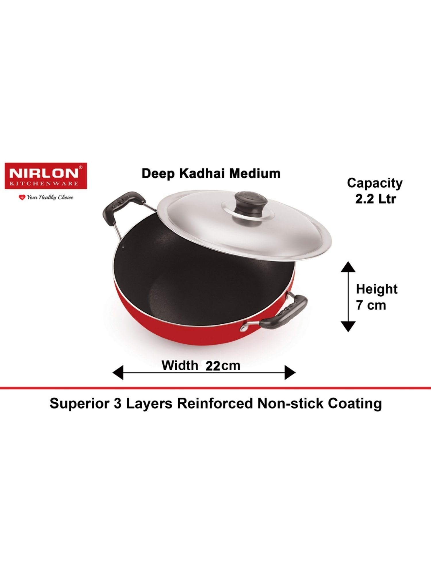 Nirlon Red Aluminium Non- Stick Cookware - Set of 4