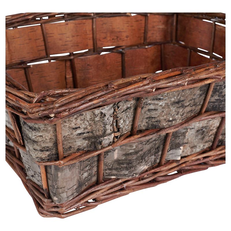 Household Essentials Birch Bark Decorative Wicker Basket Brown