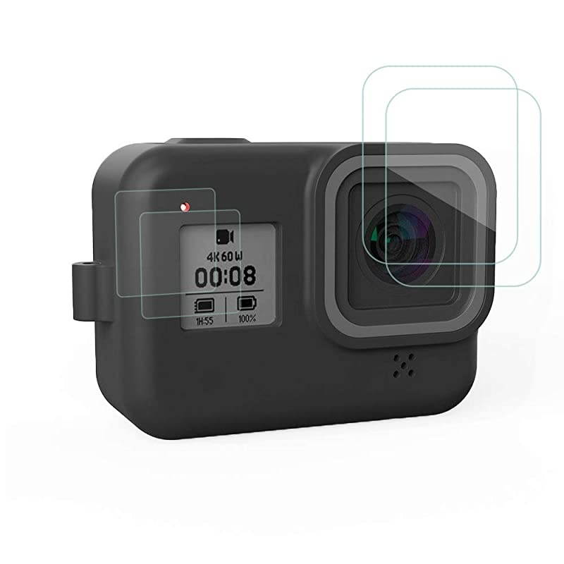 Protective Housing Case for Gopro Hero 8 Black Action Camera, Ultra-Thin Soft Dust-Proof Anti-Fall Skin Cover with Lanyard and Lens Film Accessories.