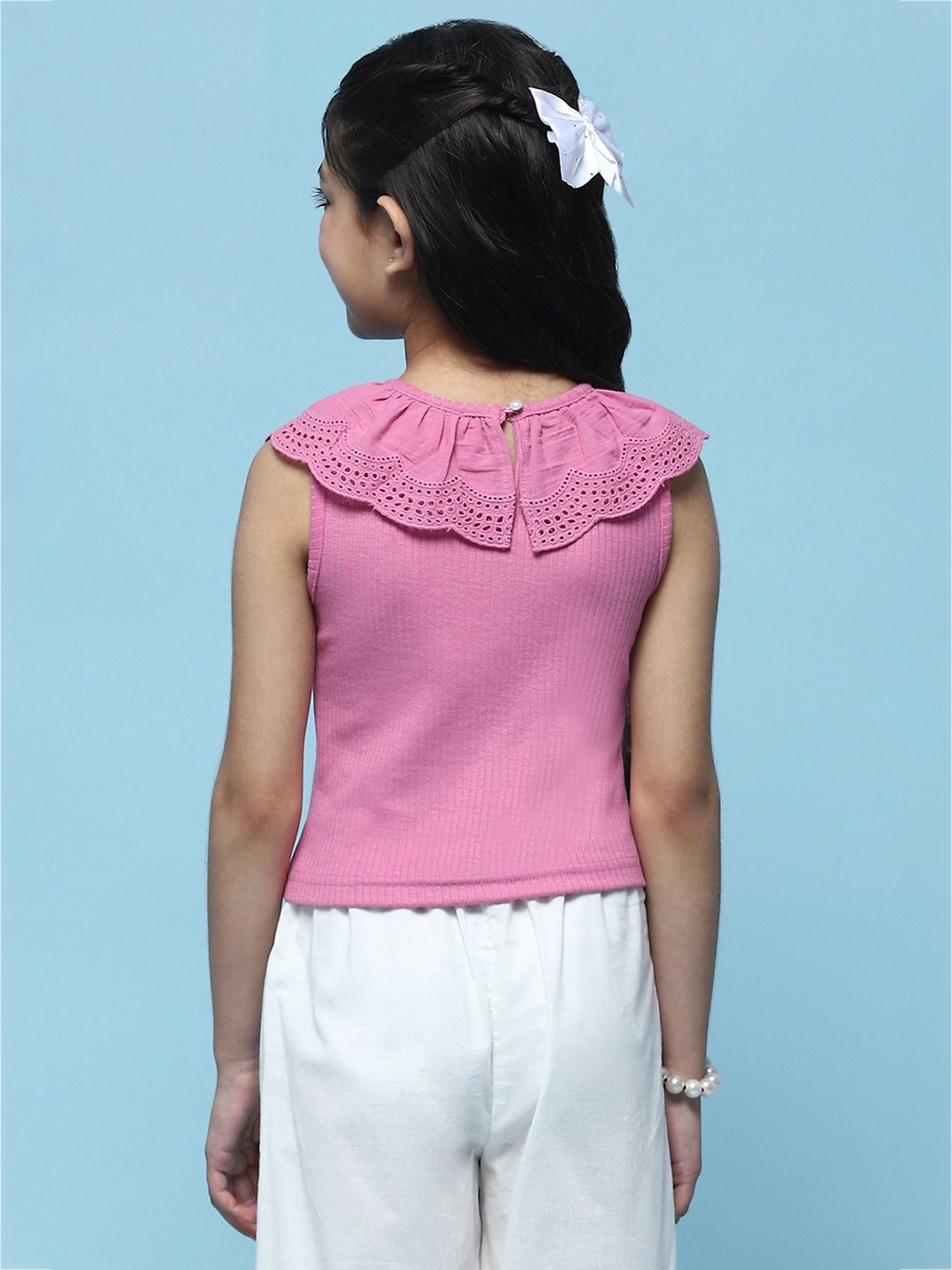 BIBA Girls Pink Solid Top