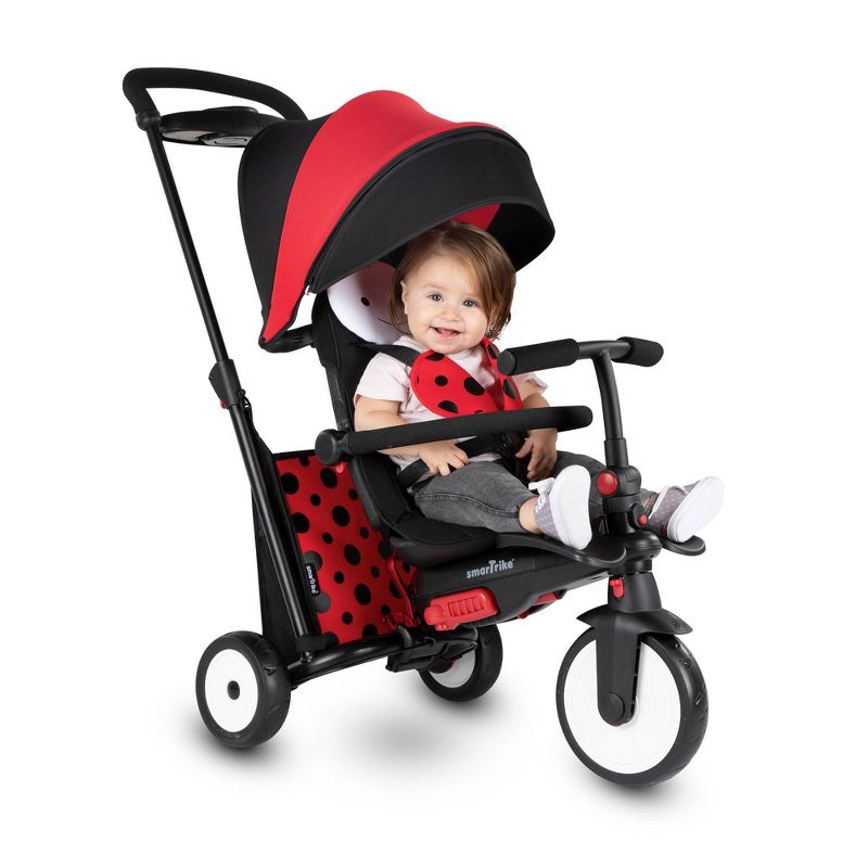 smarTrike STR5 Folding Toddler Tricycle with Customized Embroidery 7-in-1 Multi-Stage Trike - Red - 1-3 Years