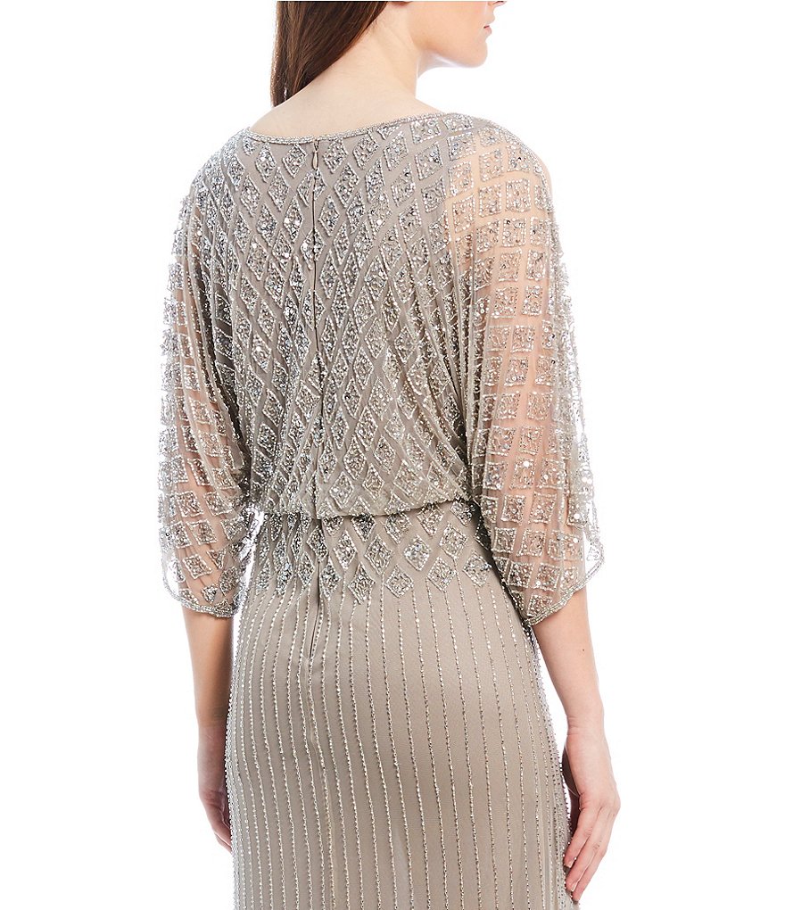 Pisarro Nights Beaded Bodice Blouson Gown