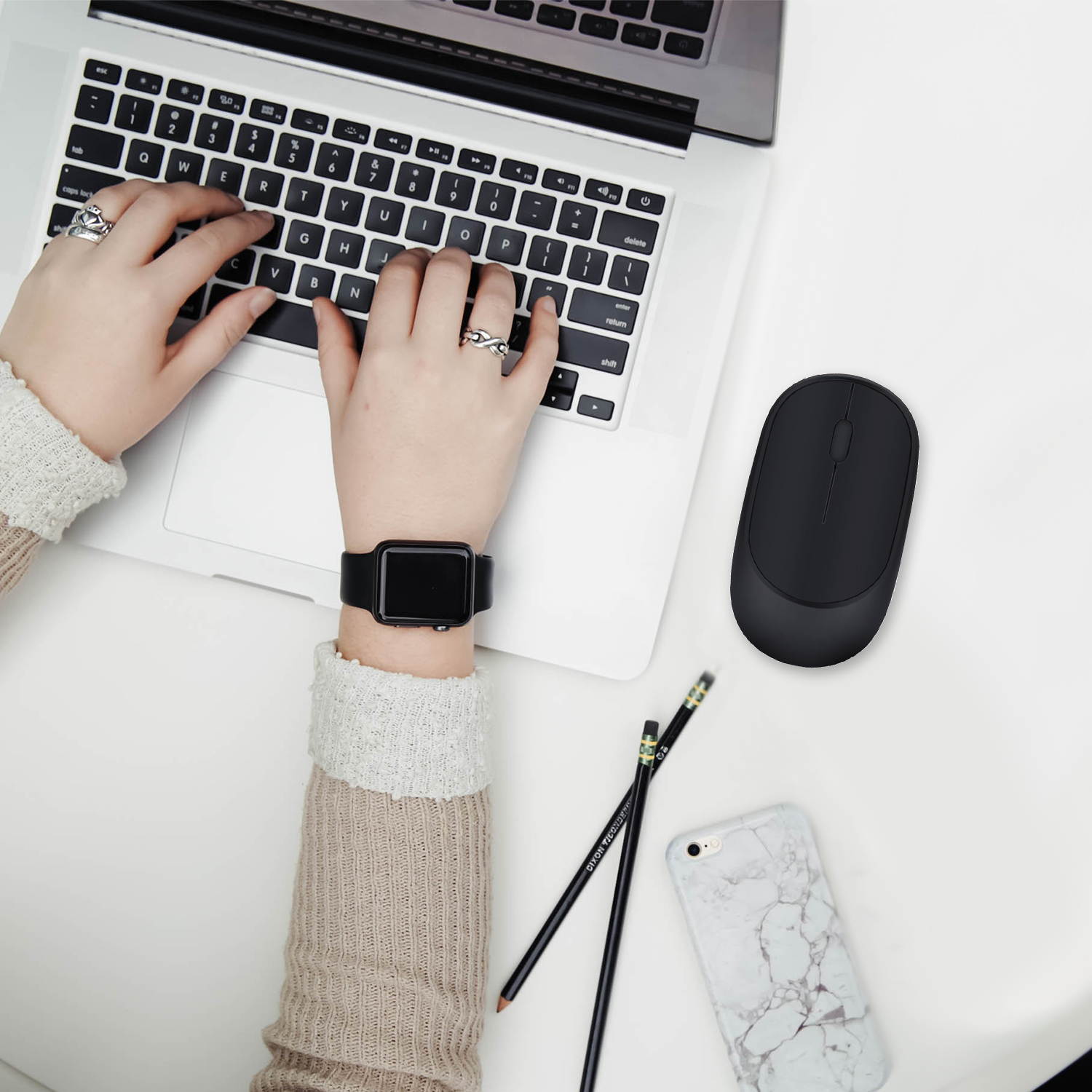 Anivia Rechargeable Wireless Mouse 2.4G Slim Silent Mouse Portable Computer Mice with USB Receiver, Portable Ultra-Thin Noiseless Mouse for Notebook, PC, Laptop, Computer, MacBook &ndash; Black