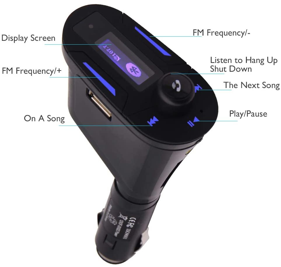 EinCar Bluetooth FM Transmitter MP3 Player Wireless Bluetooth FM Radio Adapter Car Kit with Hands-Free Calling USB Charging Port Support TF Card USB Drive