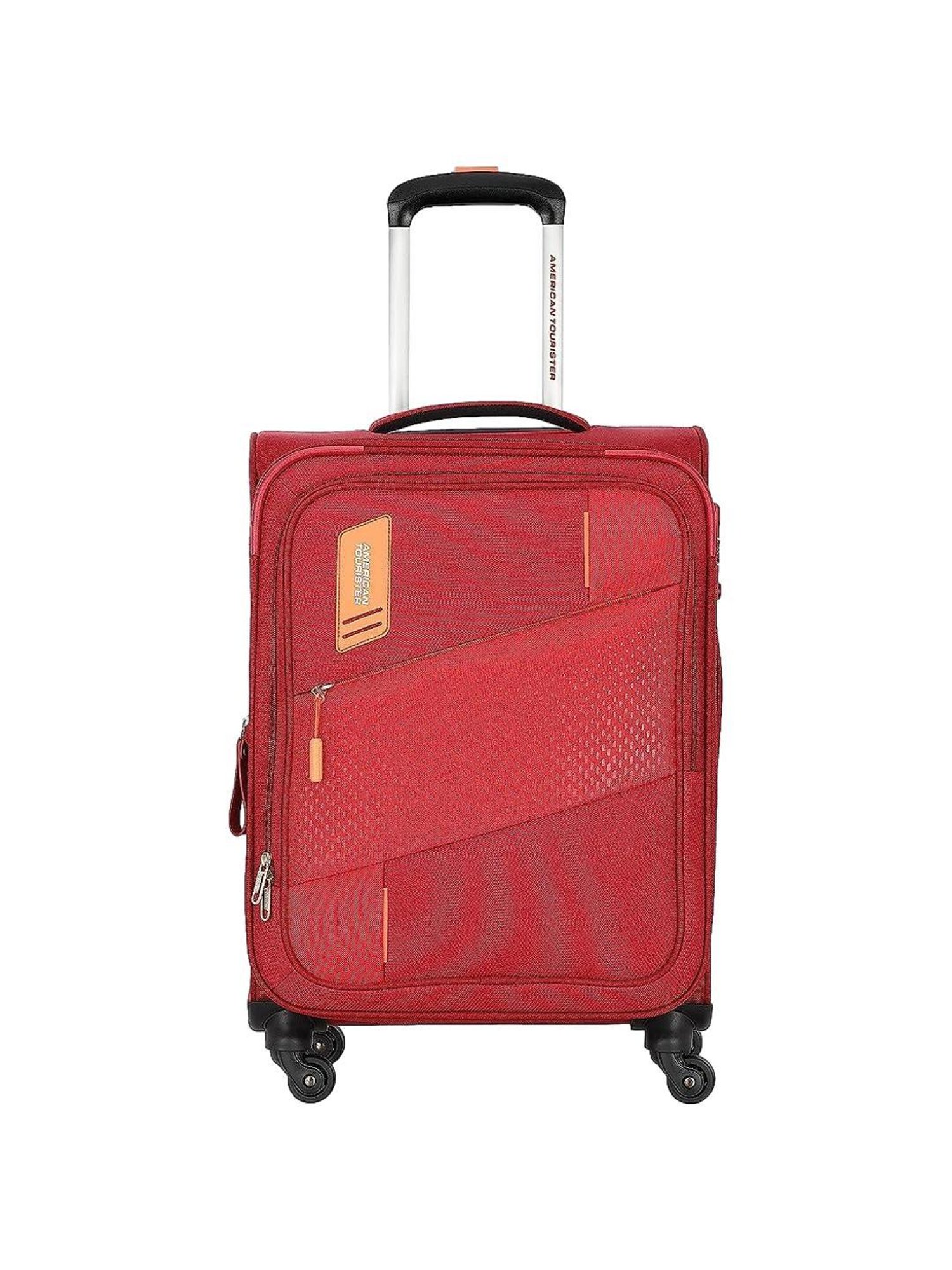 American Tourister Spruce Red Textured Soft Cabin Trolley Bag - 59 cm