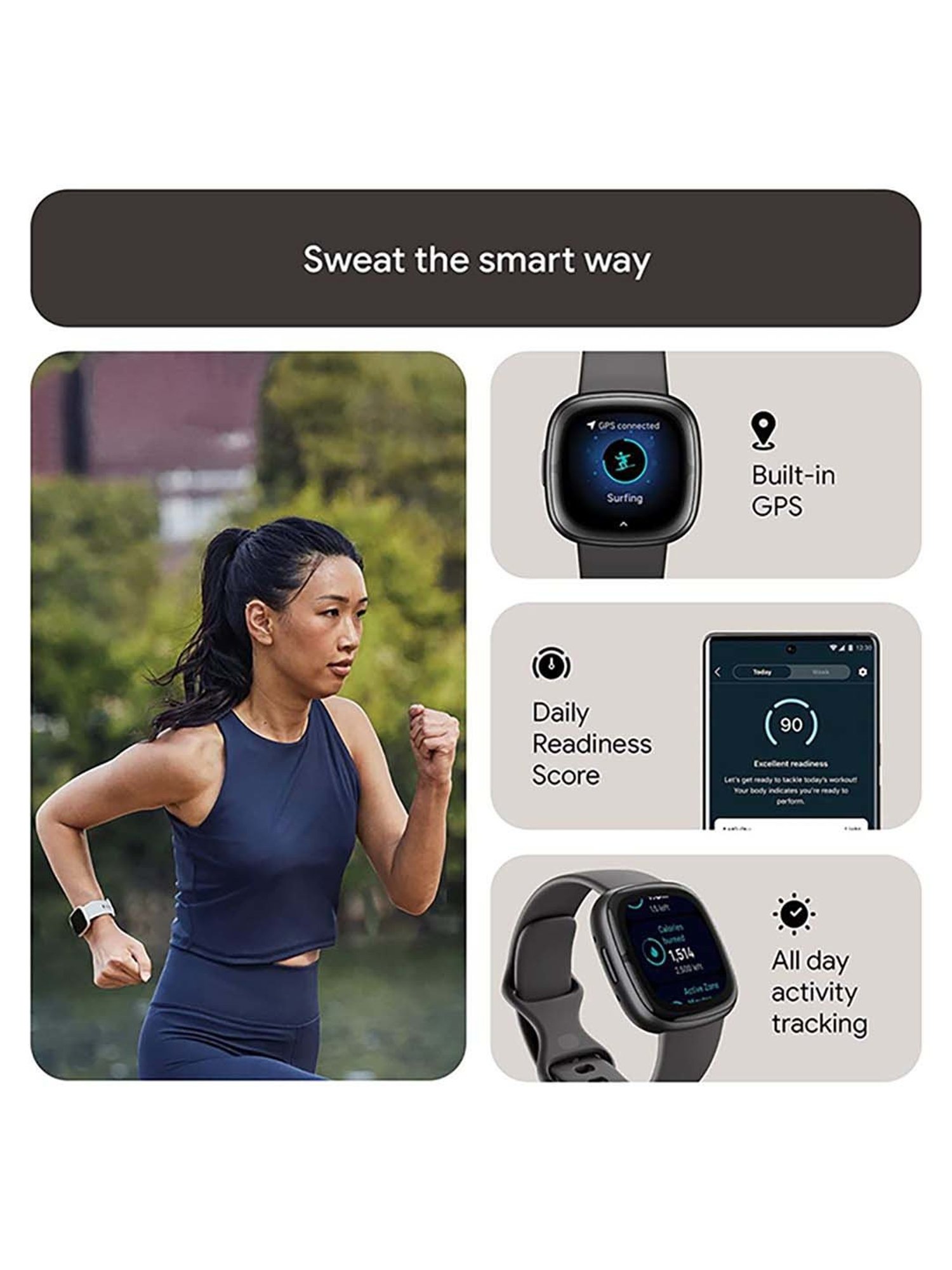 Fitbit Sense 2 Health & Fitness Watch (Shadow Grey / Graphite Aluminium)