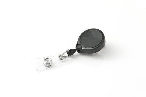 Key-Bak Mini-Bak Retractable Reel with 36-Inch Nylon Cord, Swivel Bulldog Clip and Vinyl ID Strap (Plain, Black)