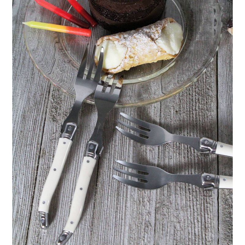 French Home Laguoile 4pk Stainless Steel Cake Forks White