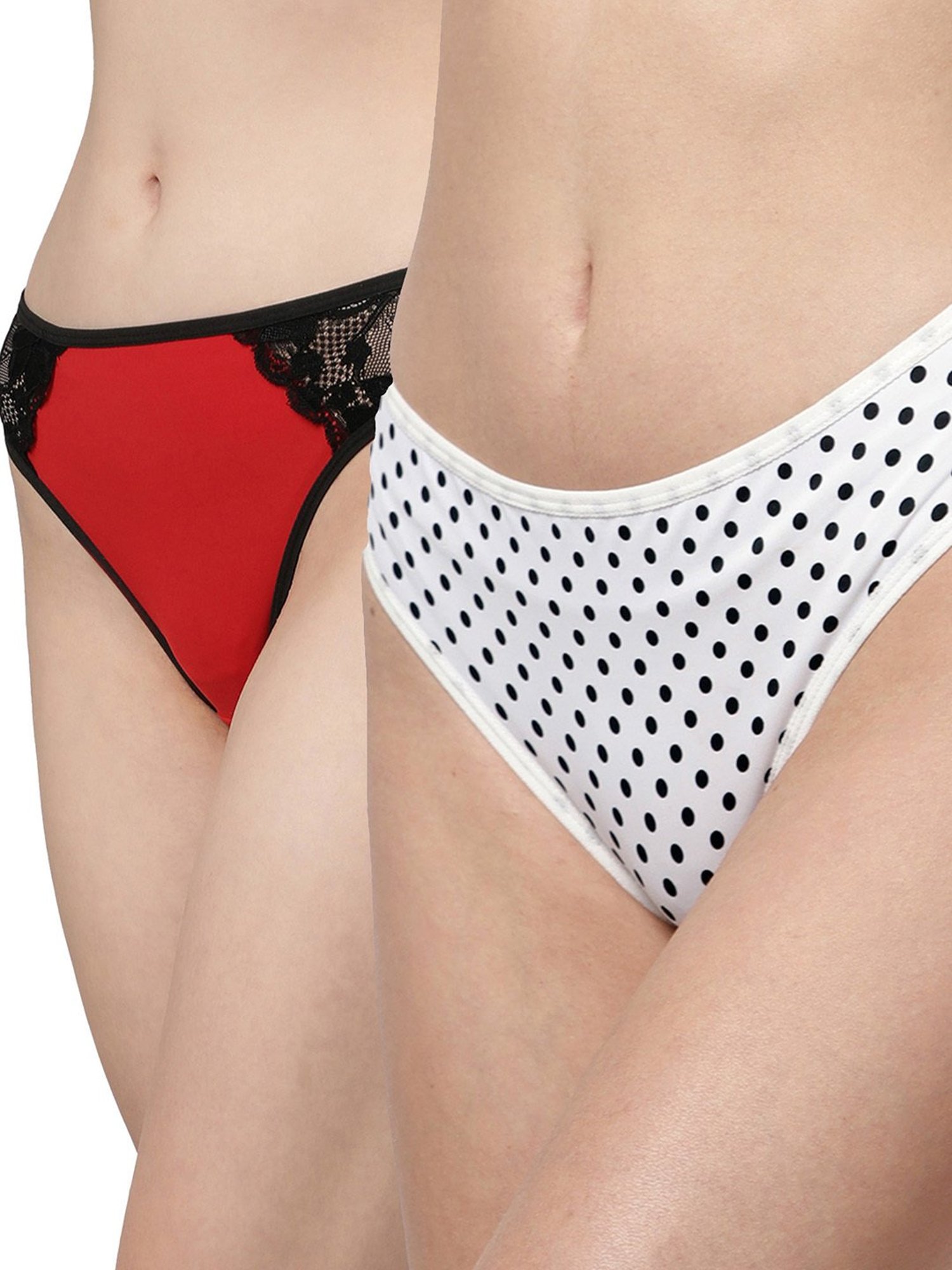 Cukoo White & Red Lace Bikini Panty - Pack of 2