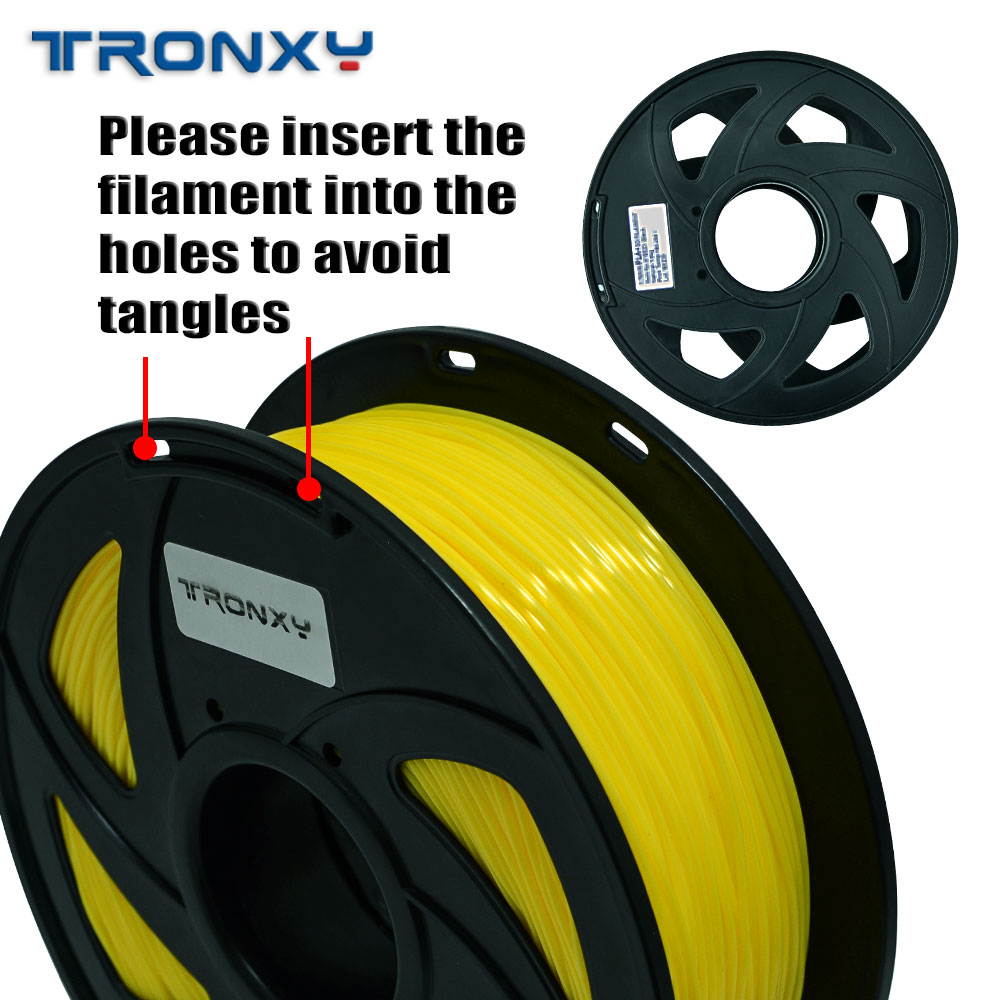 TRONXY 3D flexible yellow TPU filament 1.75 mm, 2.2 pounds (1KG) Material: TPU, hardness 95A