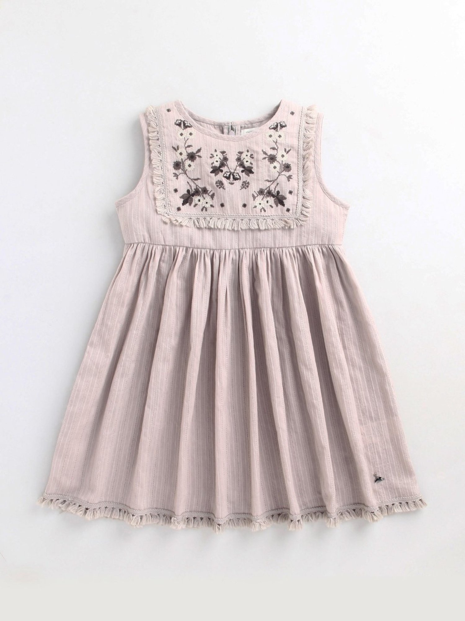 Cherry Crumble by Nitt Hyman Kids Grey Embroidered Dress