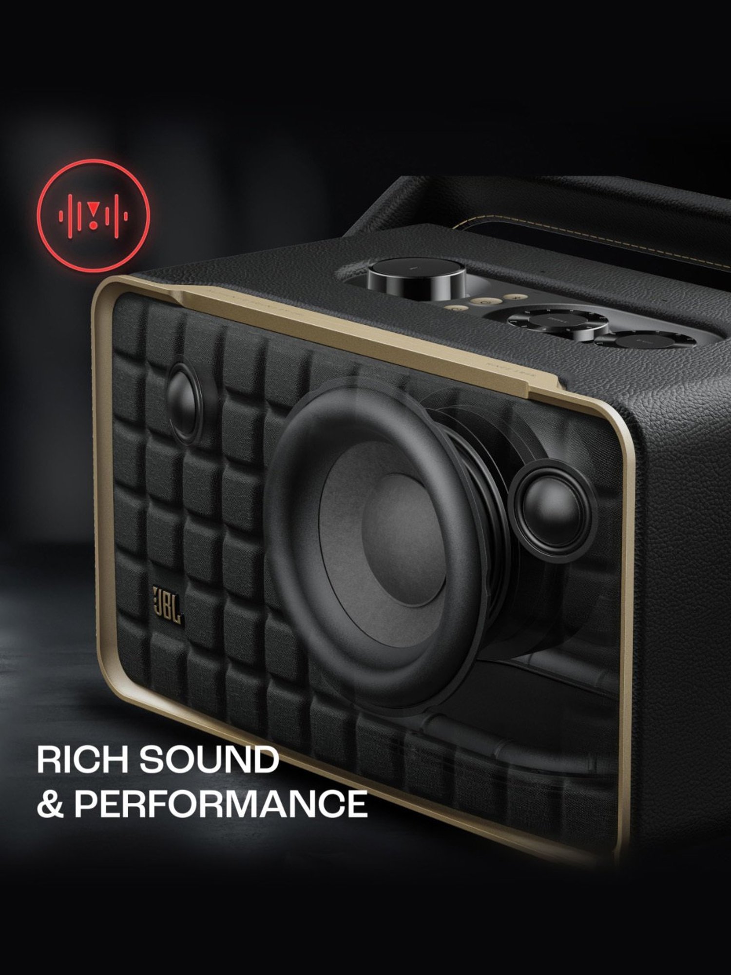 JBL Authentics 300, Portable Smart Home Wifi Speaker with Upto 8Hrs Playtime & Retro Design (Black)