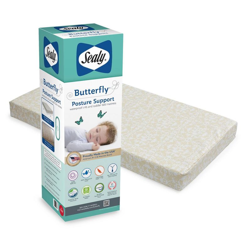 Sealy Butterfly Breathable Knit Crib and Toddler Mattress