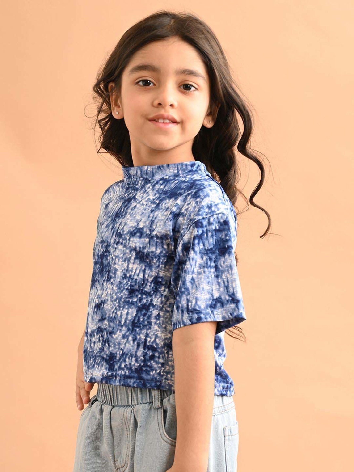LilPicks Kids Blue Cotton Over Dyed Top