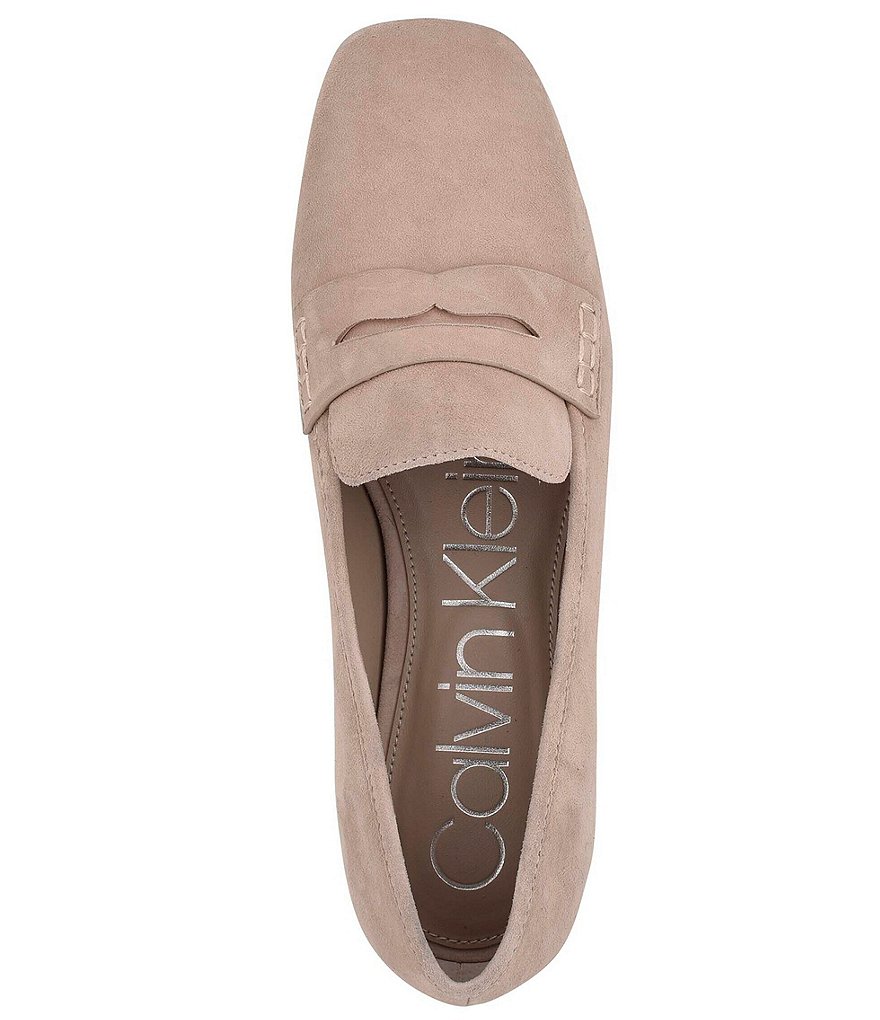 Calvin Klein Fancy Suede Square Toe Penny Loafers