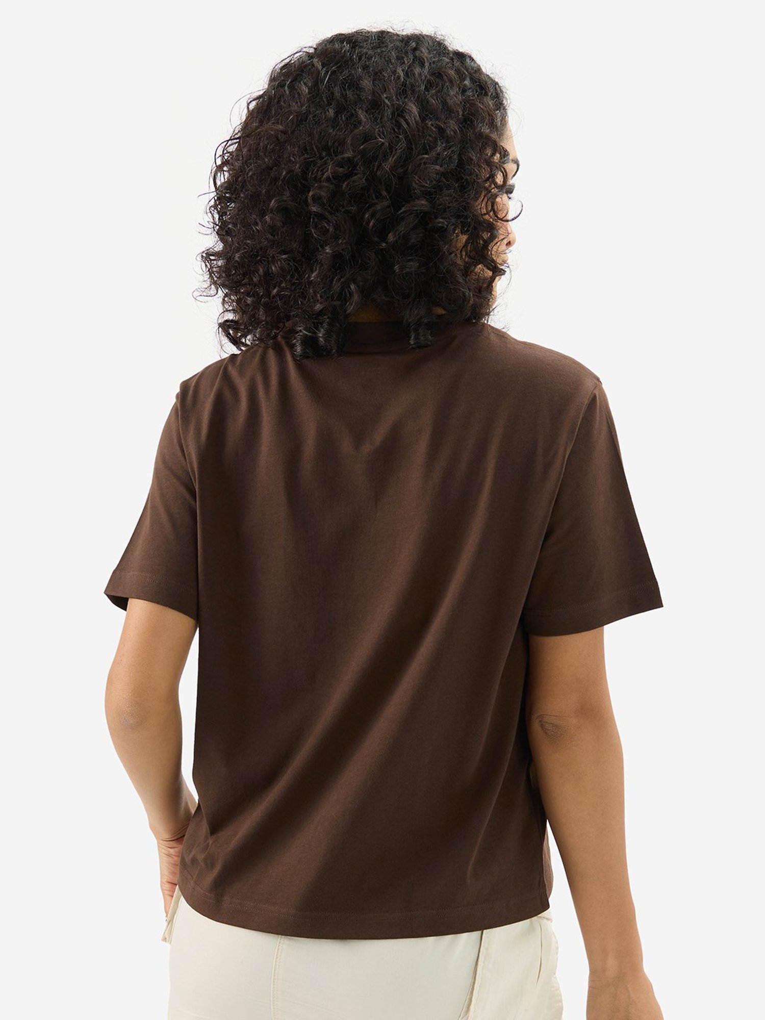 The Souled Store Brown Cotton Graphic Print T-Shirt
