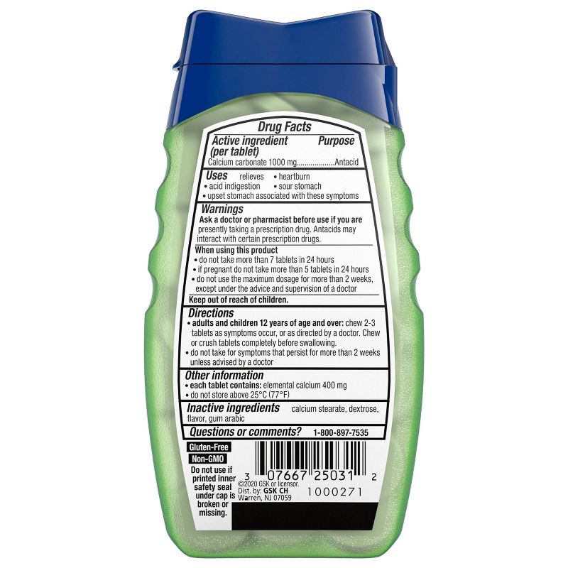 Tums Naturals Ultra Strength Antacid Chewable Tablets - Coconut Pineapple - 56ct