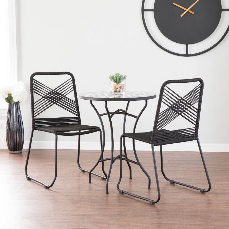 Padko 2pk Outdoor Patio Rope Accent Chair Black - Holly & Martin