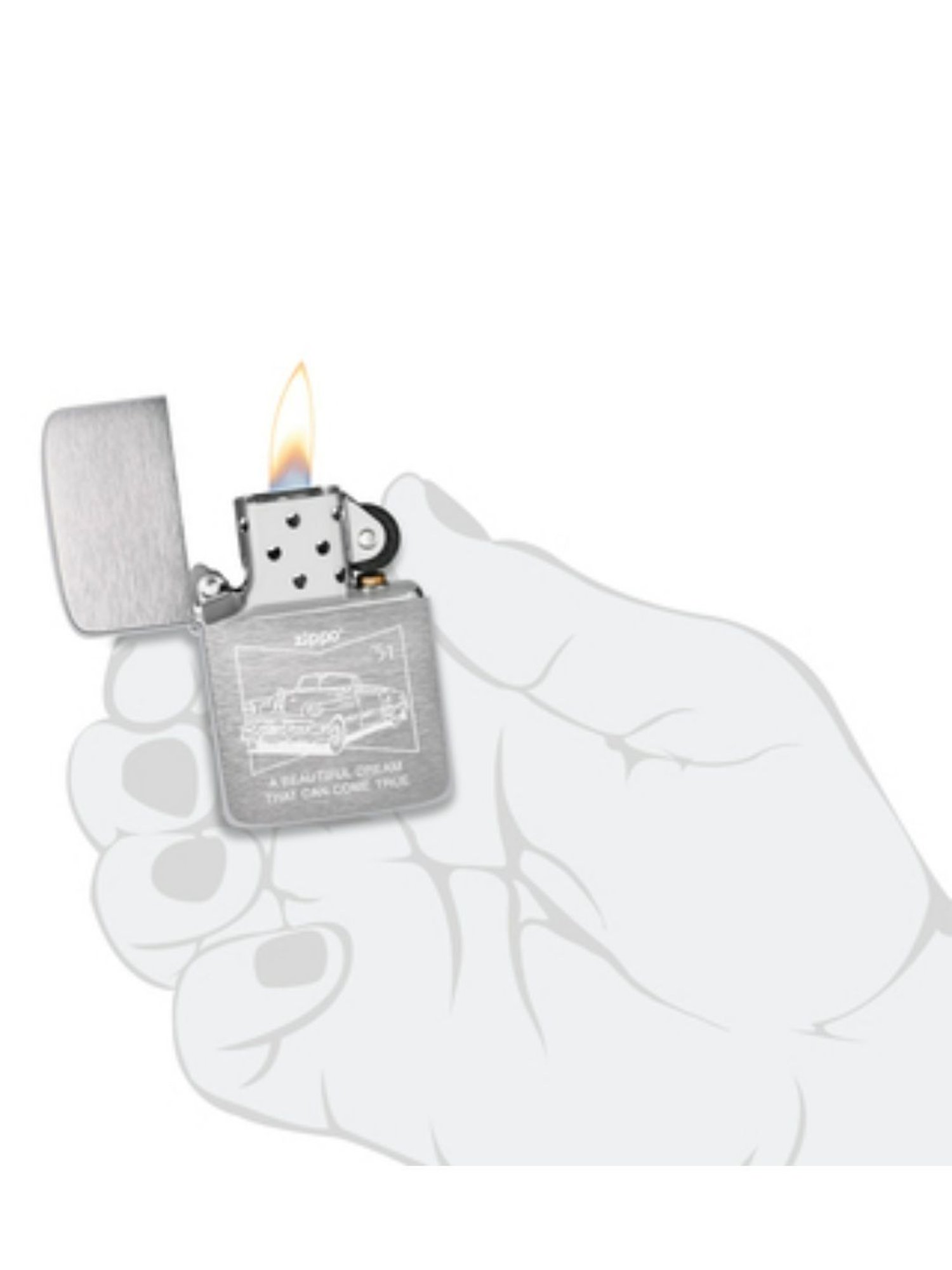 Zippo Silver 50s Car 1941 Replica Brushed Design Brass Windproof Pocket Lighter