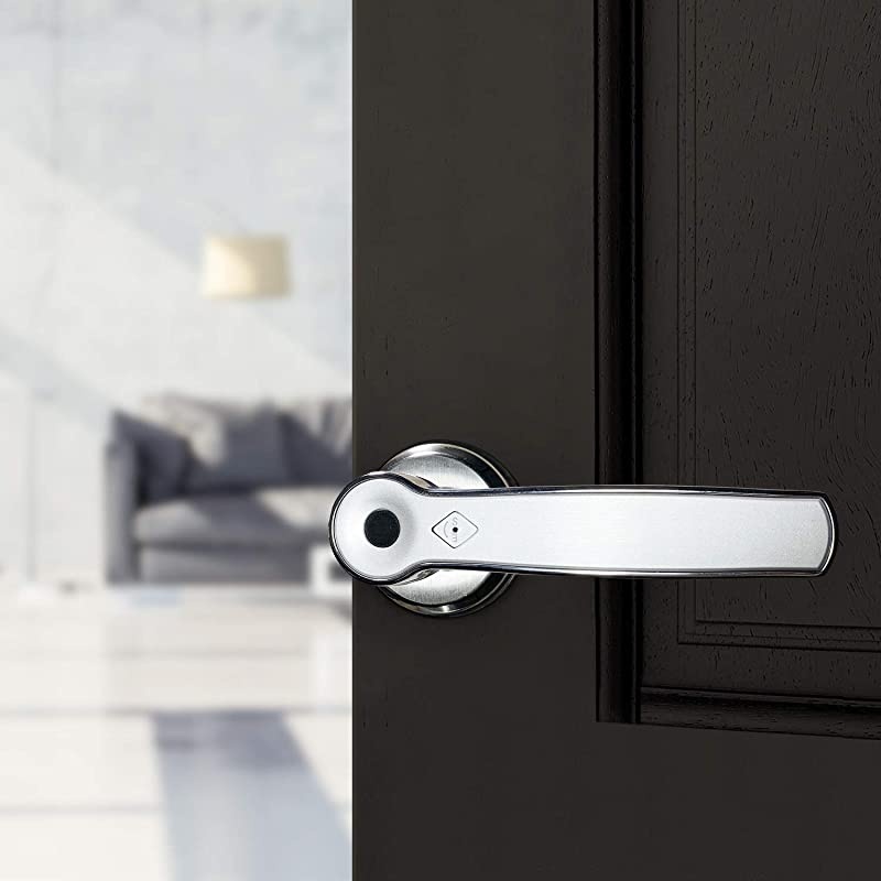 Fingerprint Door Deadlatch Lock Keyless Entry Front Door Smart Biometric Lock for HomesAirBnBApartmentsHotels Silver PlatinumLB200P