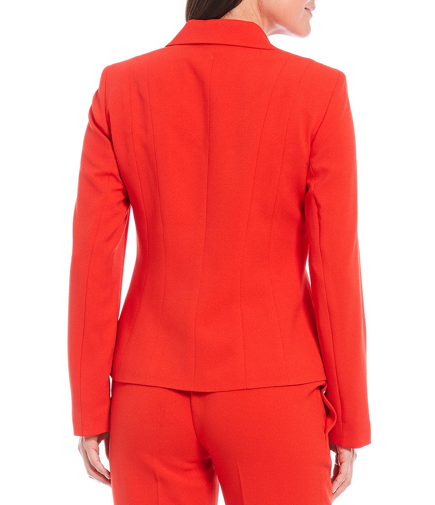 Kasper Snap Front One Button Notch Crepe Jacket