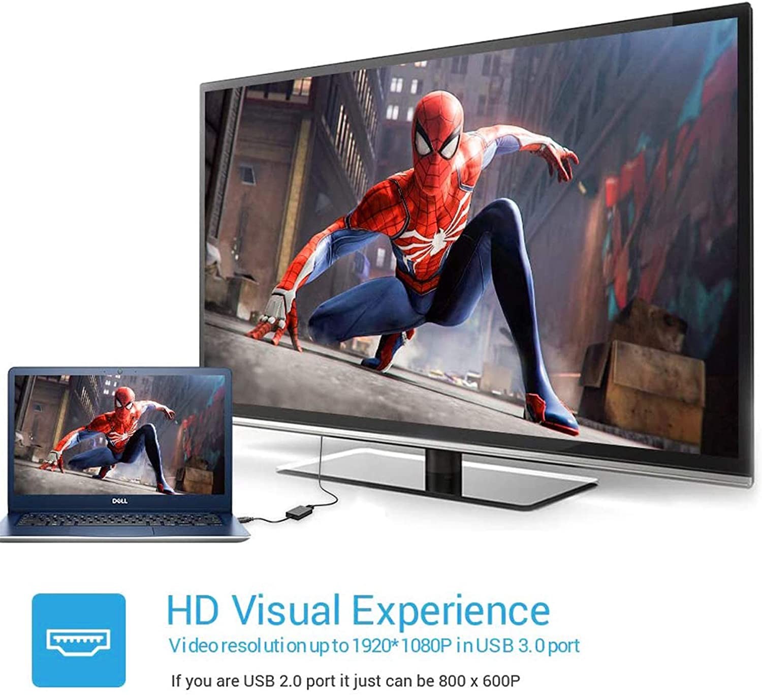 USB to HDMI Adapter, 1080P HD Audio Video Converter,USB 3.0/2.0 to HDMI Multiple Monitors Cable Compatible with Windows XP 7/8 / 8.1/10 for PC Laptop Projector HDTV (Not Support Mac, Linux, Vista)