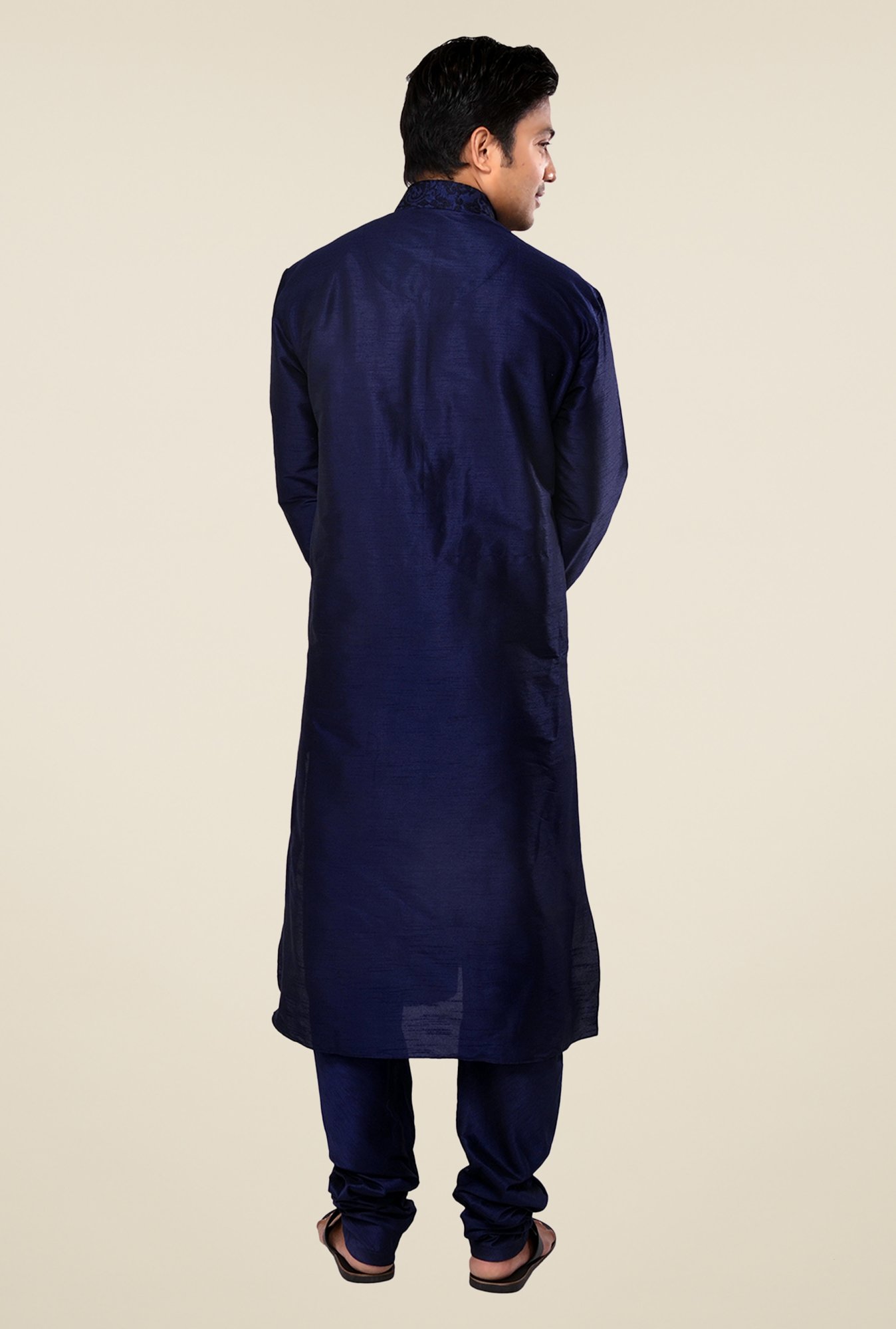 Manyavar Navy Striped Kurta & Chudidar Set