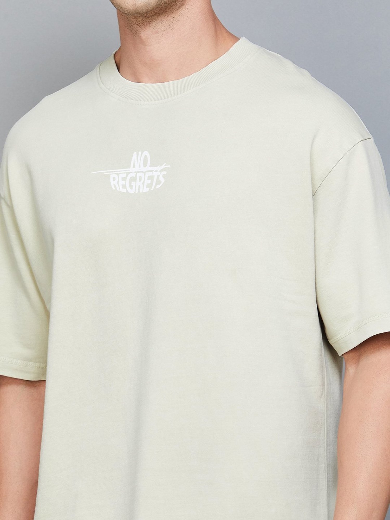 Forca by Lifestyle Beige Cotton Regular Fit Printed T-Shirts