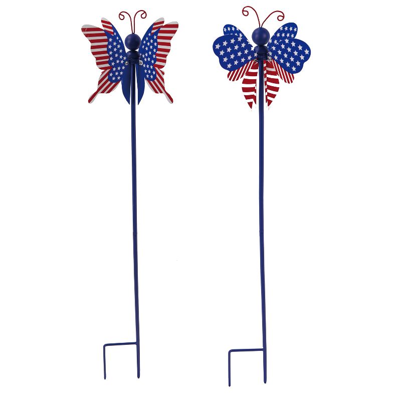 Evergreen Flag  Beautiful Butterfly Americana Spinning Garden Stake - 6 x 6 x 28 Inches Homegoods and Decorations for Every Space
