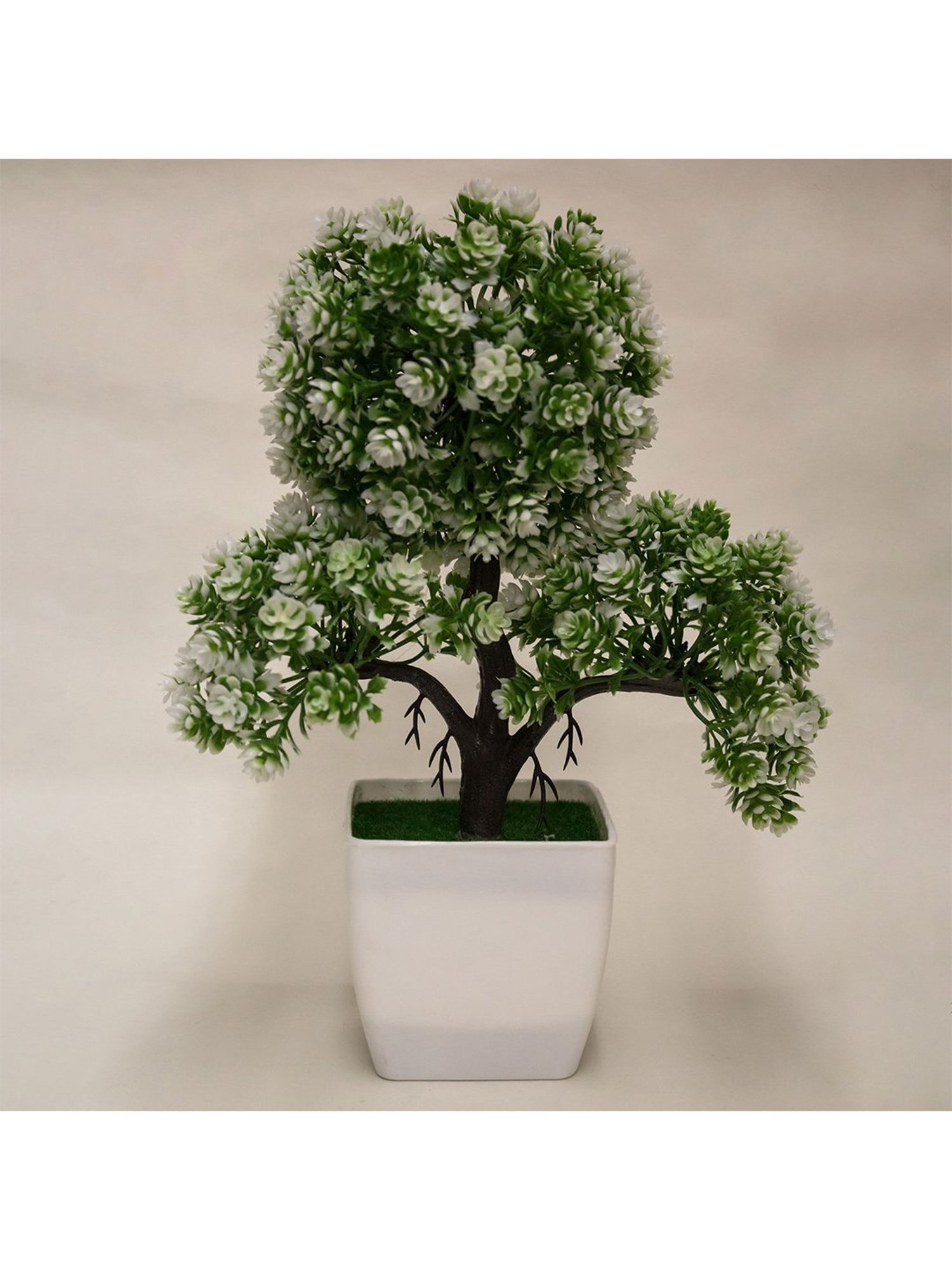 Amflix White Artificial Bonsai Plant With Pot