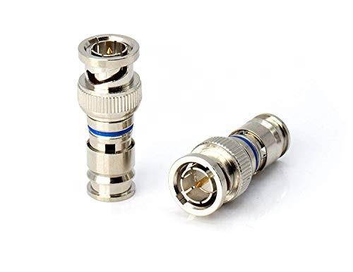 the cimple co  bnc compression connector for rg59 coaxial cable | solid construction with high grade metals | male bnc connectors for cctv, sdi, hdsdi, siamese, security camera | pack of 4