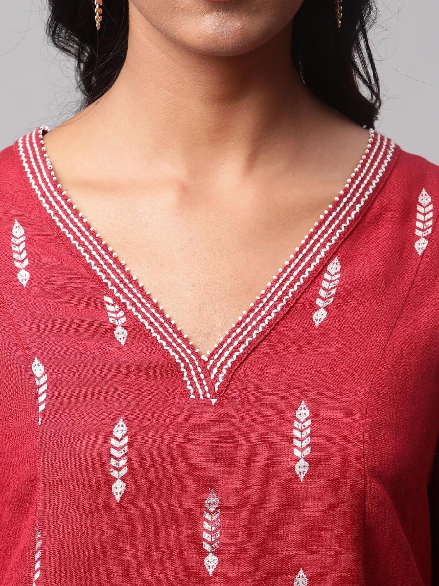 Fusion Beats Light Grey Embroidered A Line Kurta