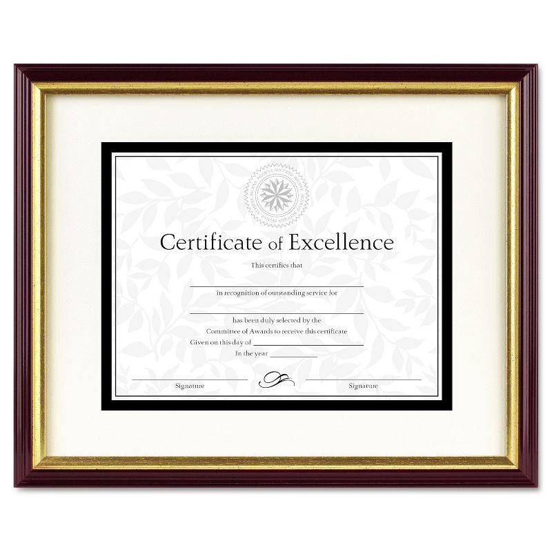 Dax Document/Certificate Frame w/Mat Plastic 11 x 14 8 1/2 x 11 Mahogany/Gold 2703S2RX