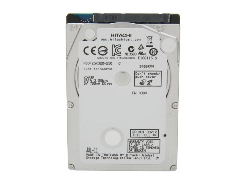 HGST Travelstar Z5K320 HTS543225A7A384 (0A78602) 250GB 5400 RPM 8MB Cache SATA 3.0Gb/s 2.5" Internal Notebook Hard Drive Bare Drive