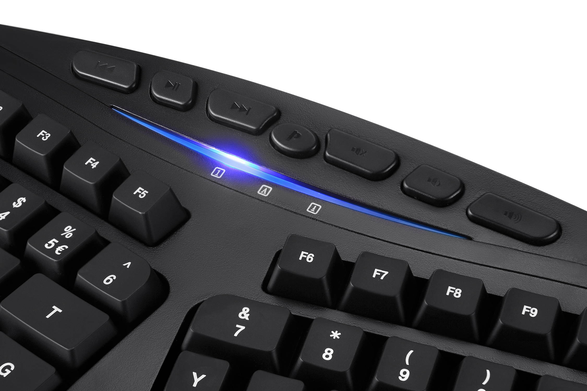 Perixx PERIBOARD-312 Ergonomic Backlit Keyboard - Wired USB with 2 Hubs - Natural Ergonomic Split Design - White LED - Black