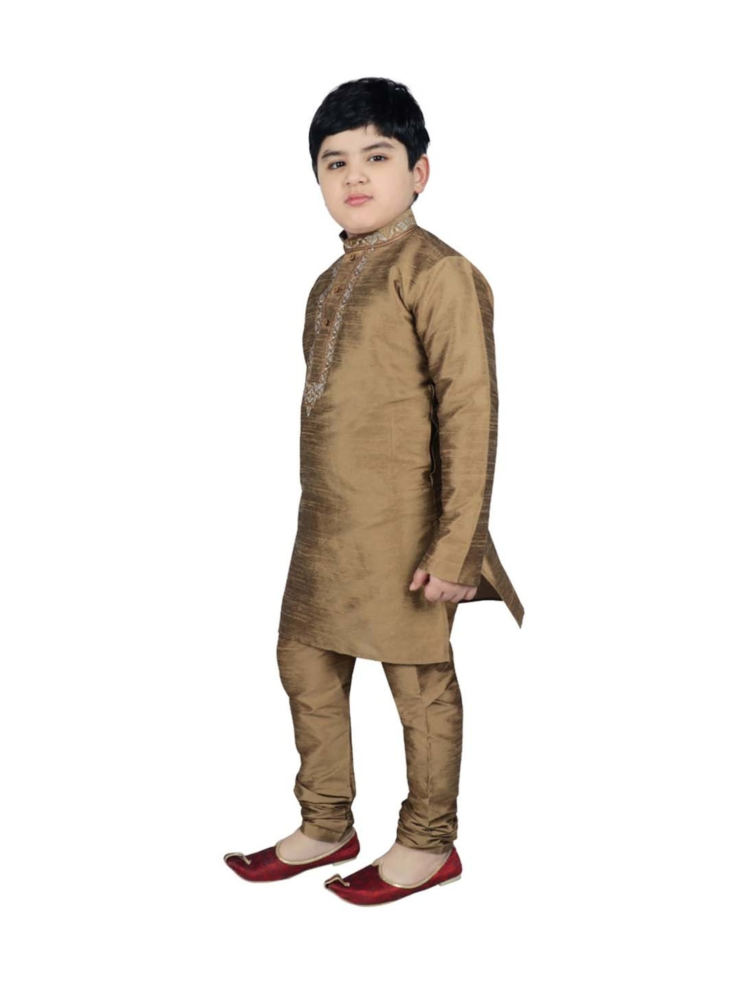 SG Yuvraj Kids Green Embroidered Full Sleeves Kurta Set