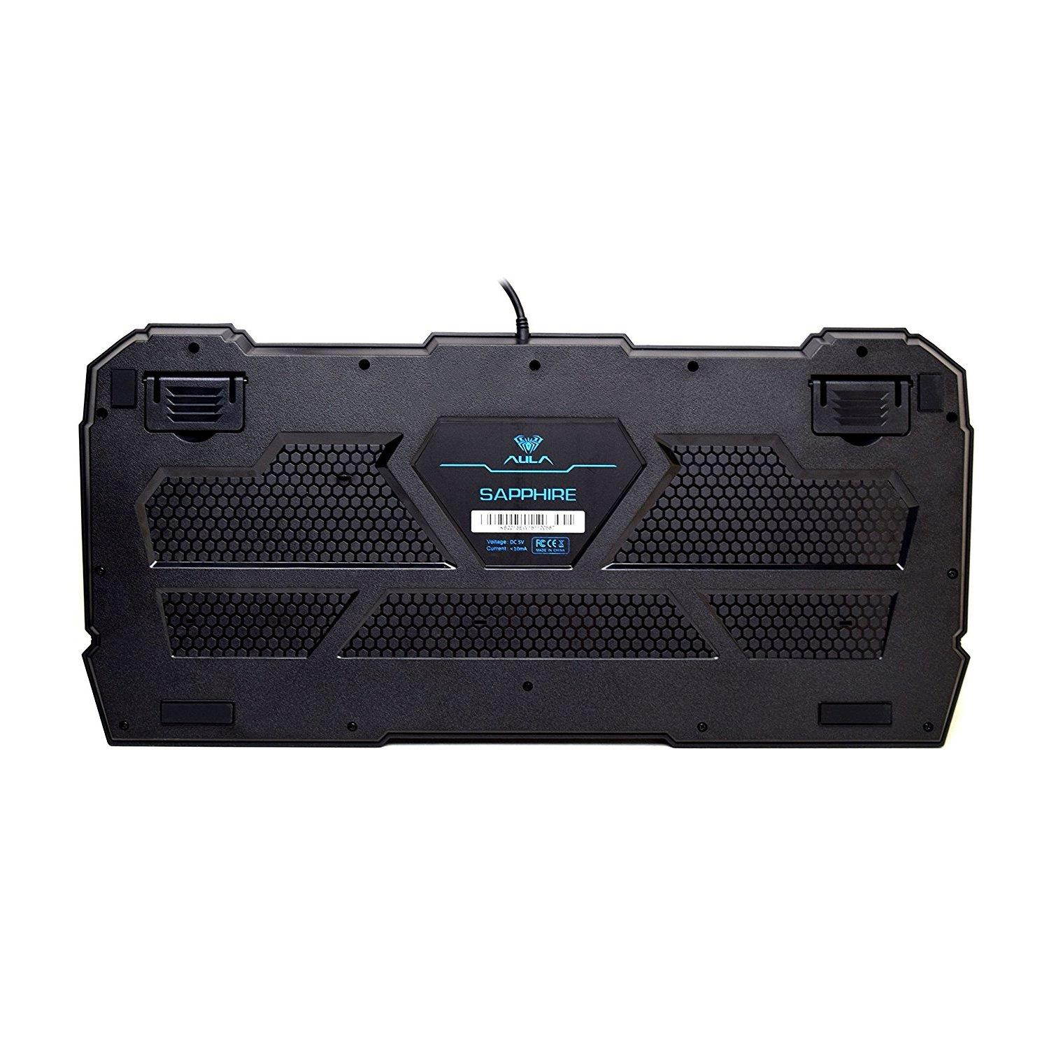 AULA Sapphire LED Backlit Mechanical Gaming Keyboard with Blue Switch, 104 Keys Ergonomic keyboard USB Wired Keyboard for Computer