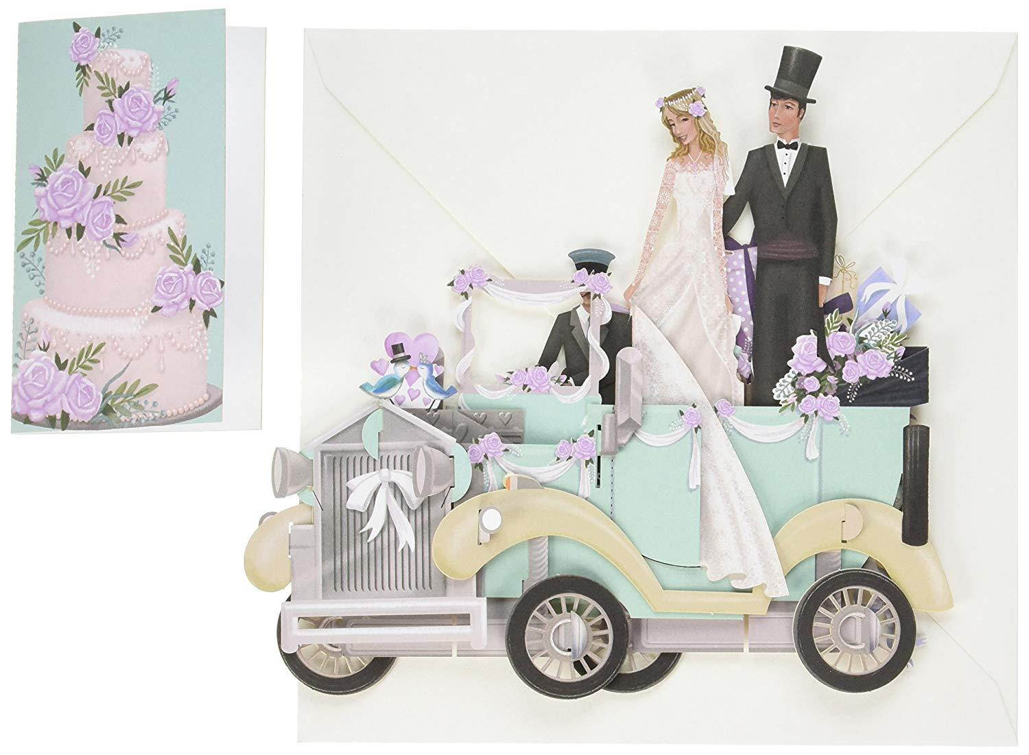 Paper D'Art Wedding Car 3D Pop Up Greeting Card
