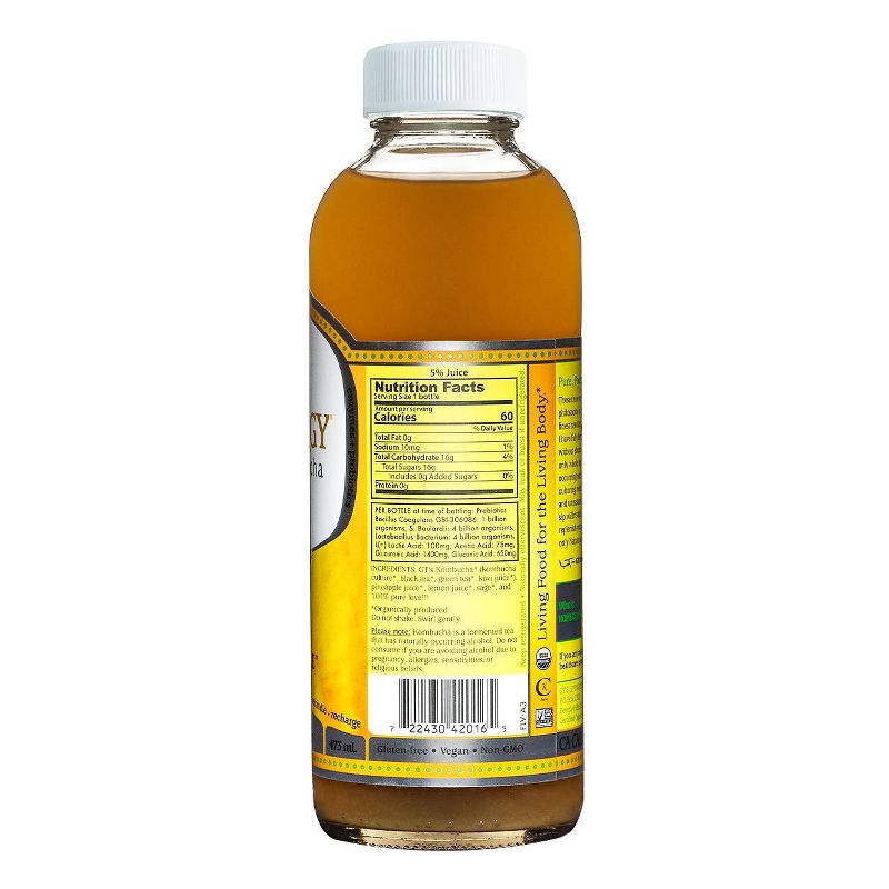 GT's Synergy Organic Golden Pineapple Raw Kombucha - 16 fl oz