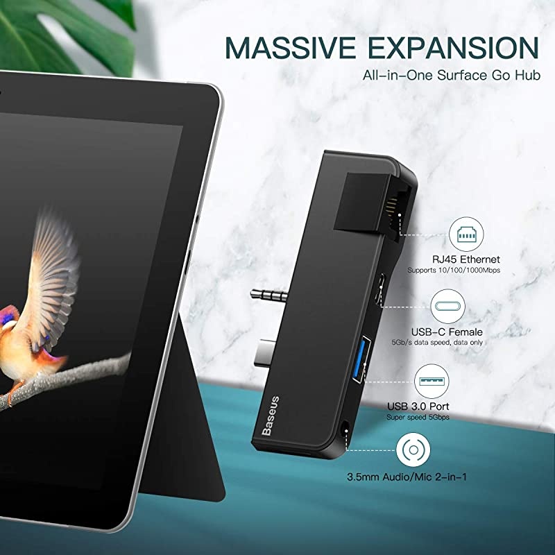 Surface Go Dock Microsoft Surface Go Docking Station USB C Hub Adapter Dongle with RJ45 Gigabit Ethernet Port USB 30 Port USBC Data Sync Port 35mm AudioHeadphone Jack