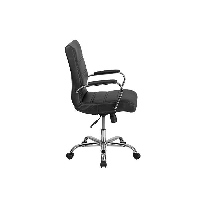 Mid-Back Black LeatherSoft Executive Swivel Office Chair with Chrome Base and Arms
