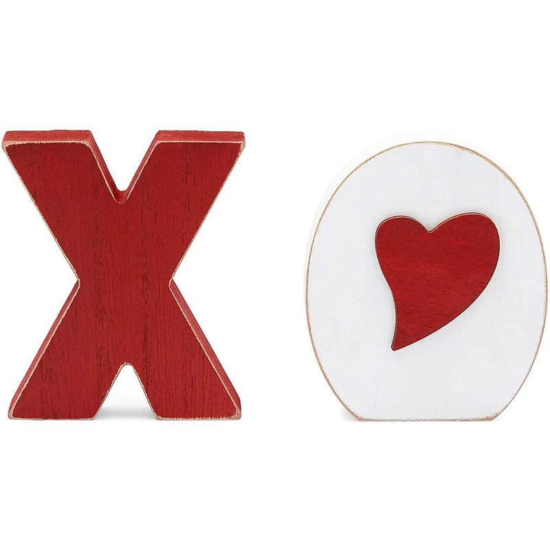 Farmlyn Creek 4 Pieces Wood Blocks Set for Valentine's Day D'ecor , XOXO Wooden Sign