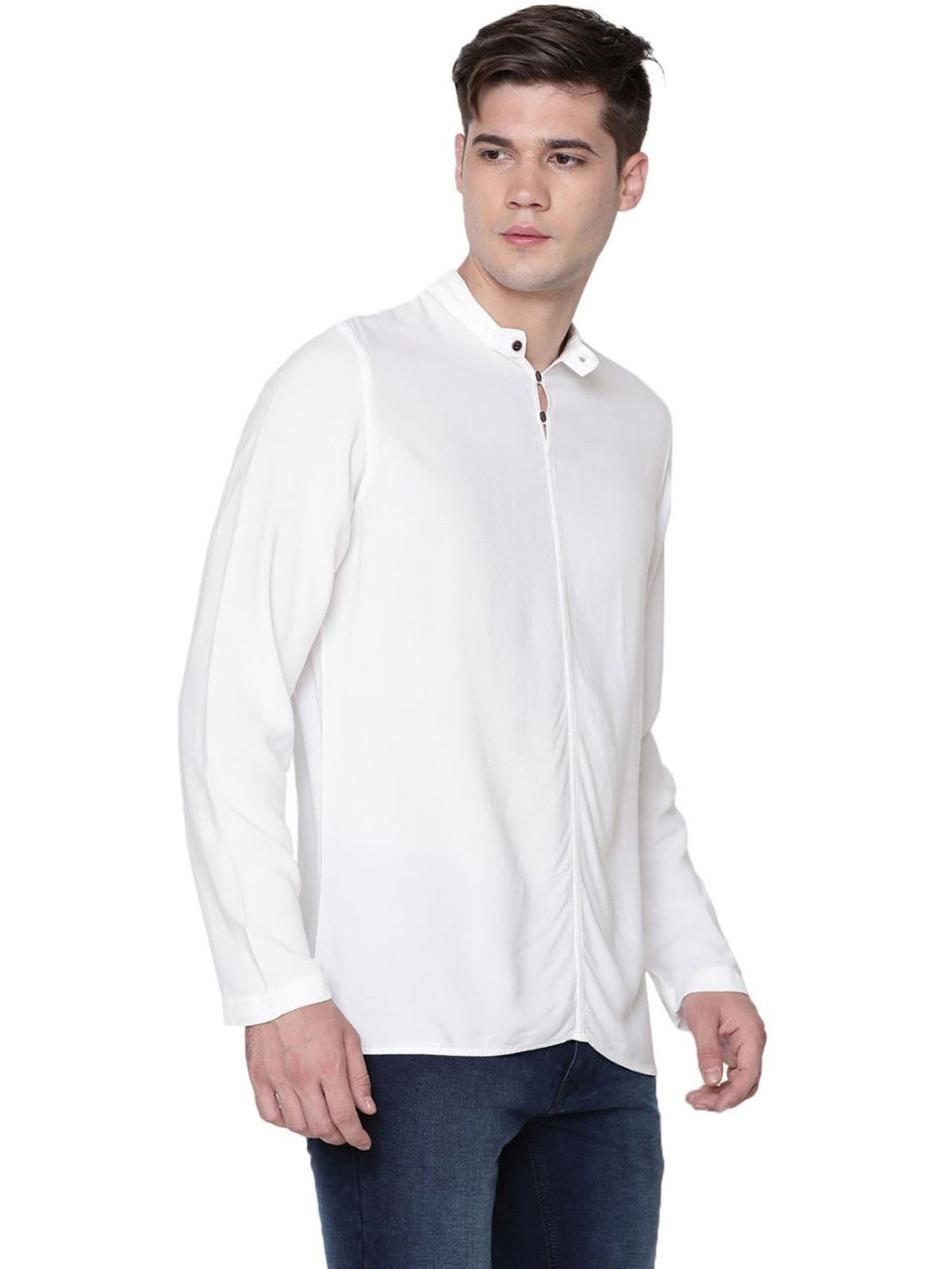 Identiti White Tapered Fit Short Kurta